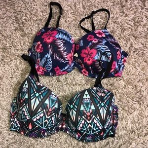 Pink Victoria’s Secret bra bundle size 34D floral print adjustable geographic​​